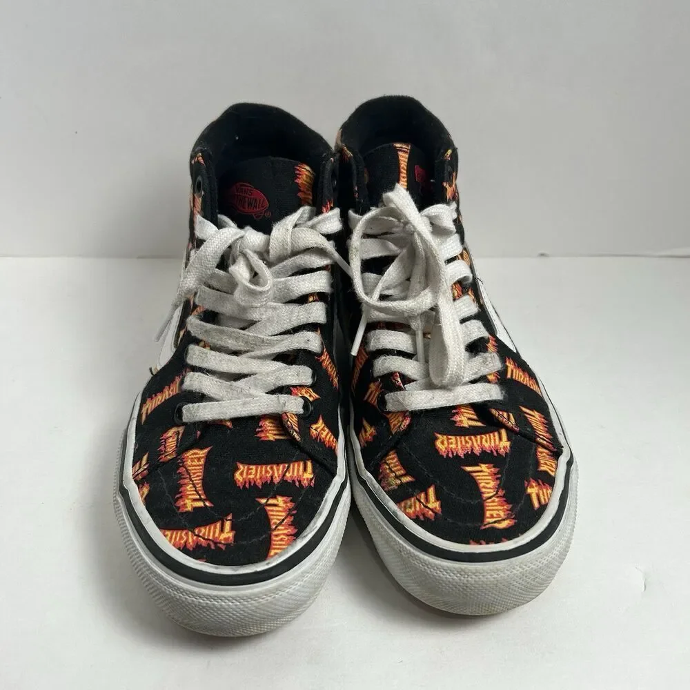 Vans X Thrasher Old Skool SK8-Hi Canvas Black Skateboarding Mens Shoes Sneaker - Picture 2 of 10